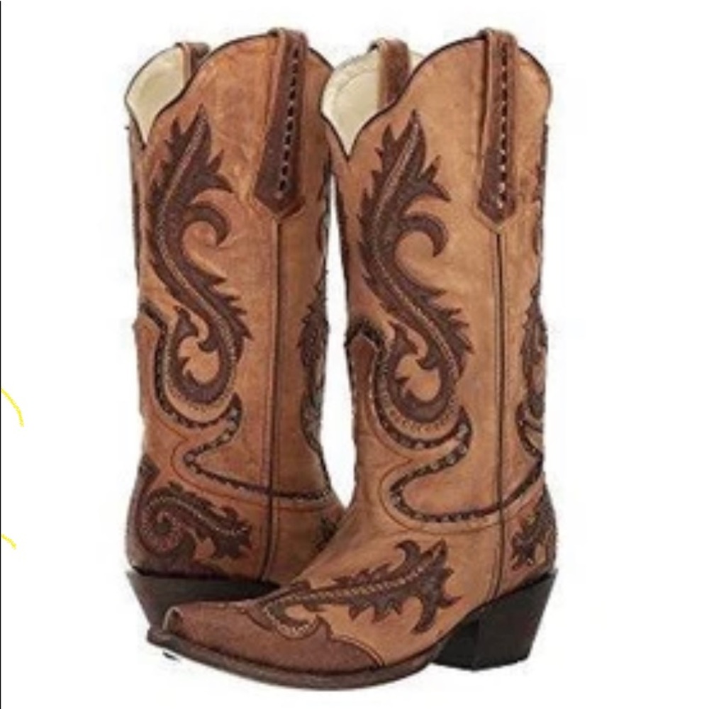 Corral Women's Overlay& Studs Cowgirl Boot - Snip Toe - WOMENS SIZE 8.5M